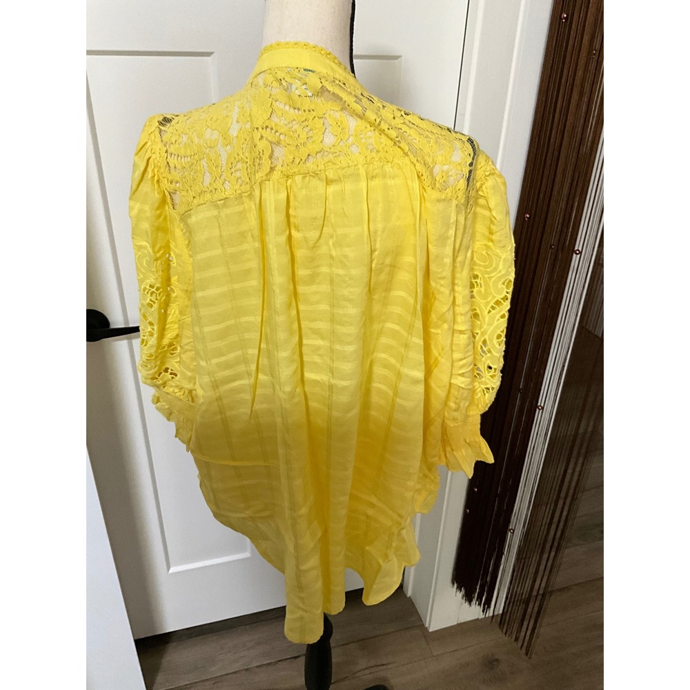 Sundance Yellow Lace Blouse and Matching Shell Camisole Set XXL Boho Eyelet Top - Picture 2 of 9